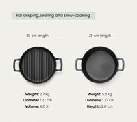 Pre-seasoned Cast Iron Duo - Nilgiri Blue