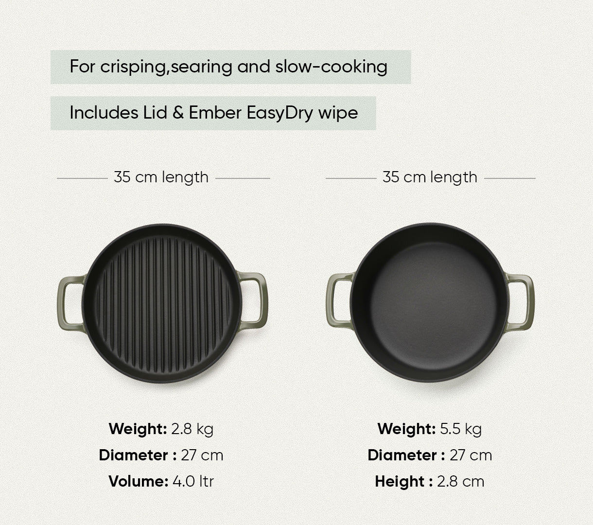 TitaniumClad™ Cast Iron Duo - Sage