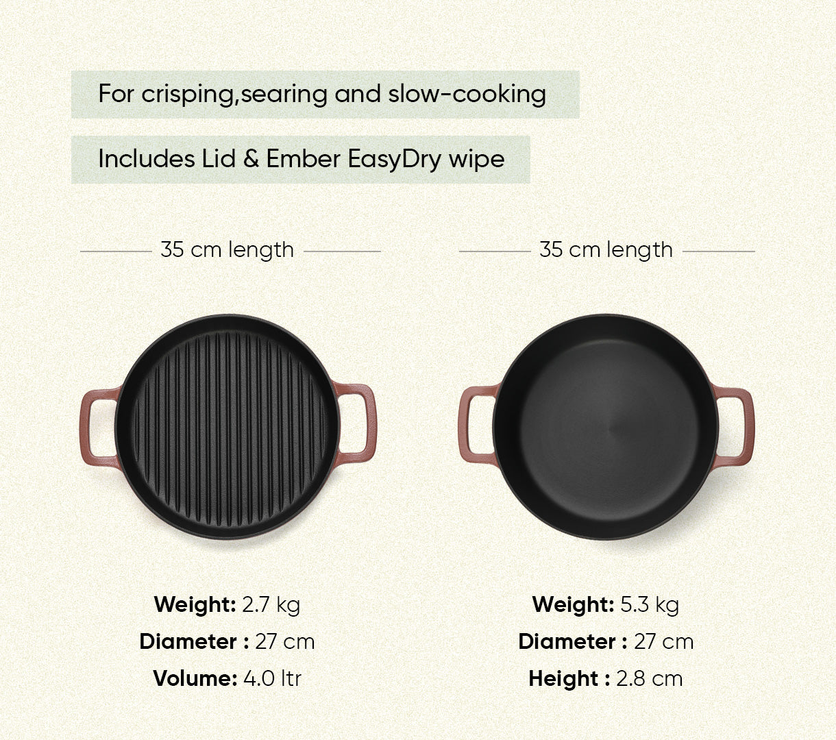 Pre-seasoned Cast Iron Duo - Jaipur Terracotta