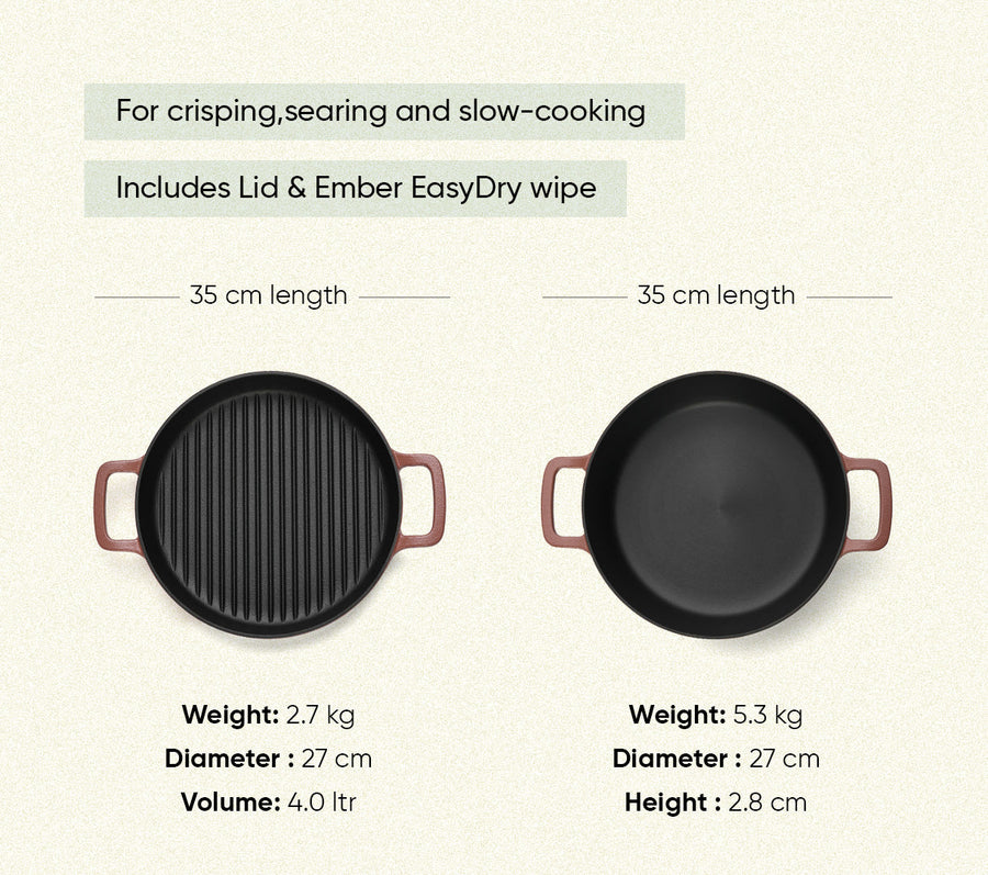 Pre-seasoned Cast Iron Duo - Jaipur Terracotta