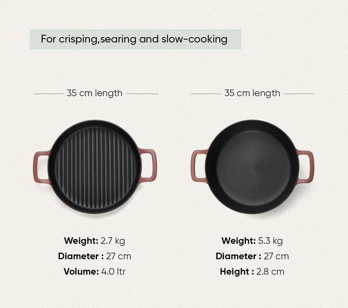 Pre-seasoned Cast Iron Duo - Jaipur Terracotta