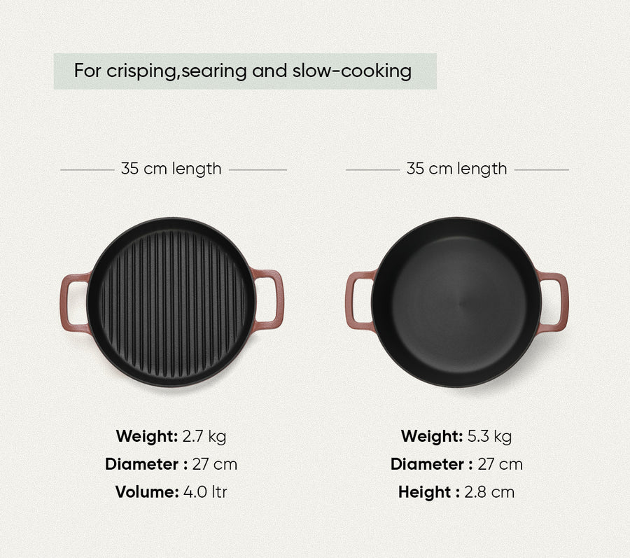 Pre-seasoned Cast Iron Duo - Jaipur Terracotta