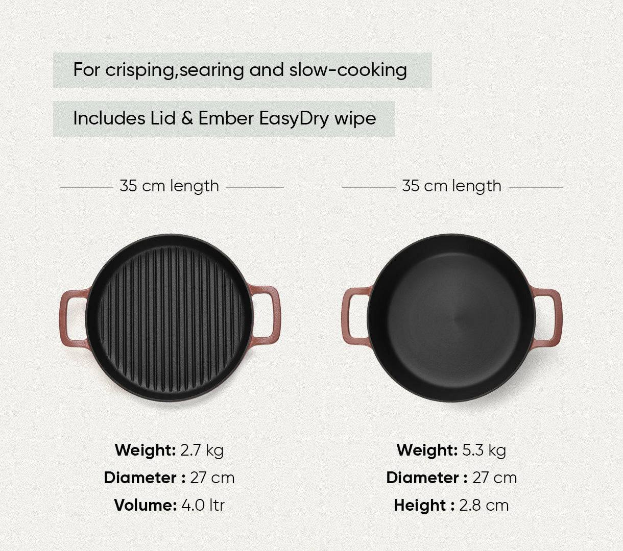 Pre-seasoned Cast Iron Duo - Jaipur Terracotta