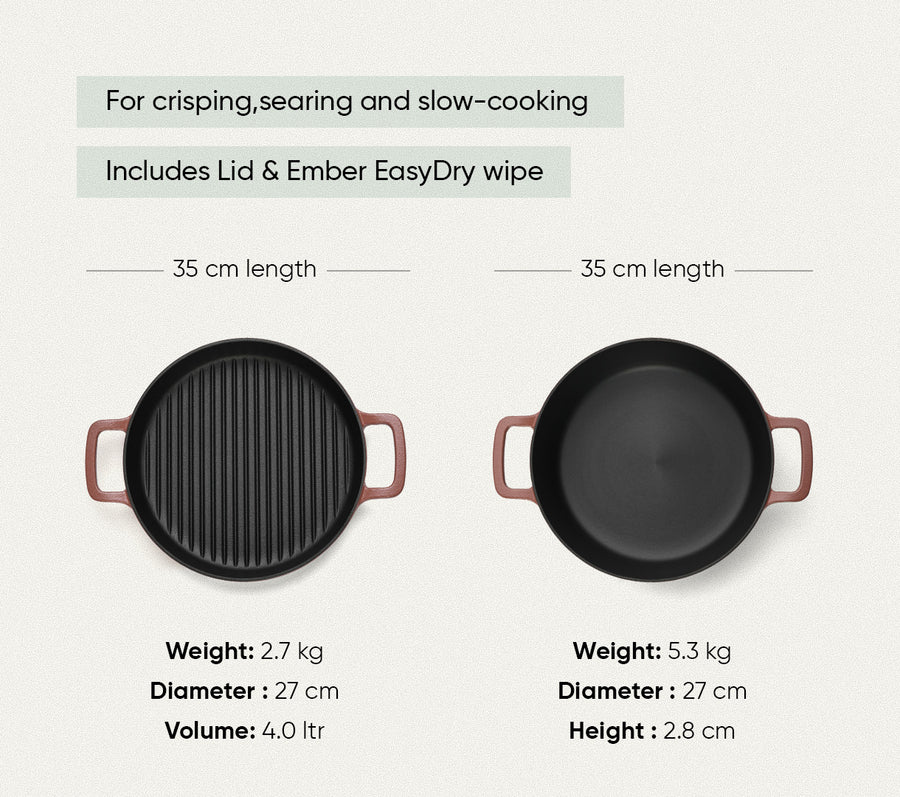 Pre-seasoned Cast Iron Duo - Jaipur Terracotta