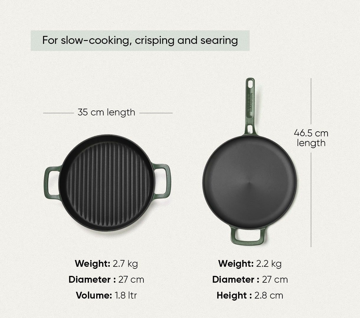 Pre-seasoned Cast Iron Duo - Coorg Green