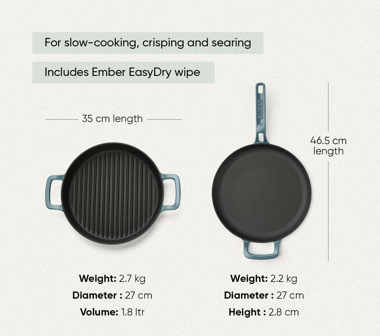 TitaniumClad™ Cast Iron Duo - Ocean
