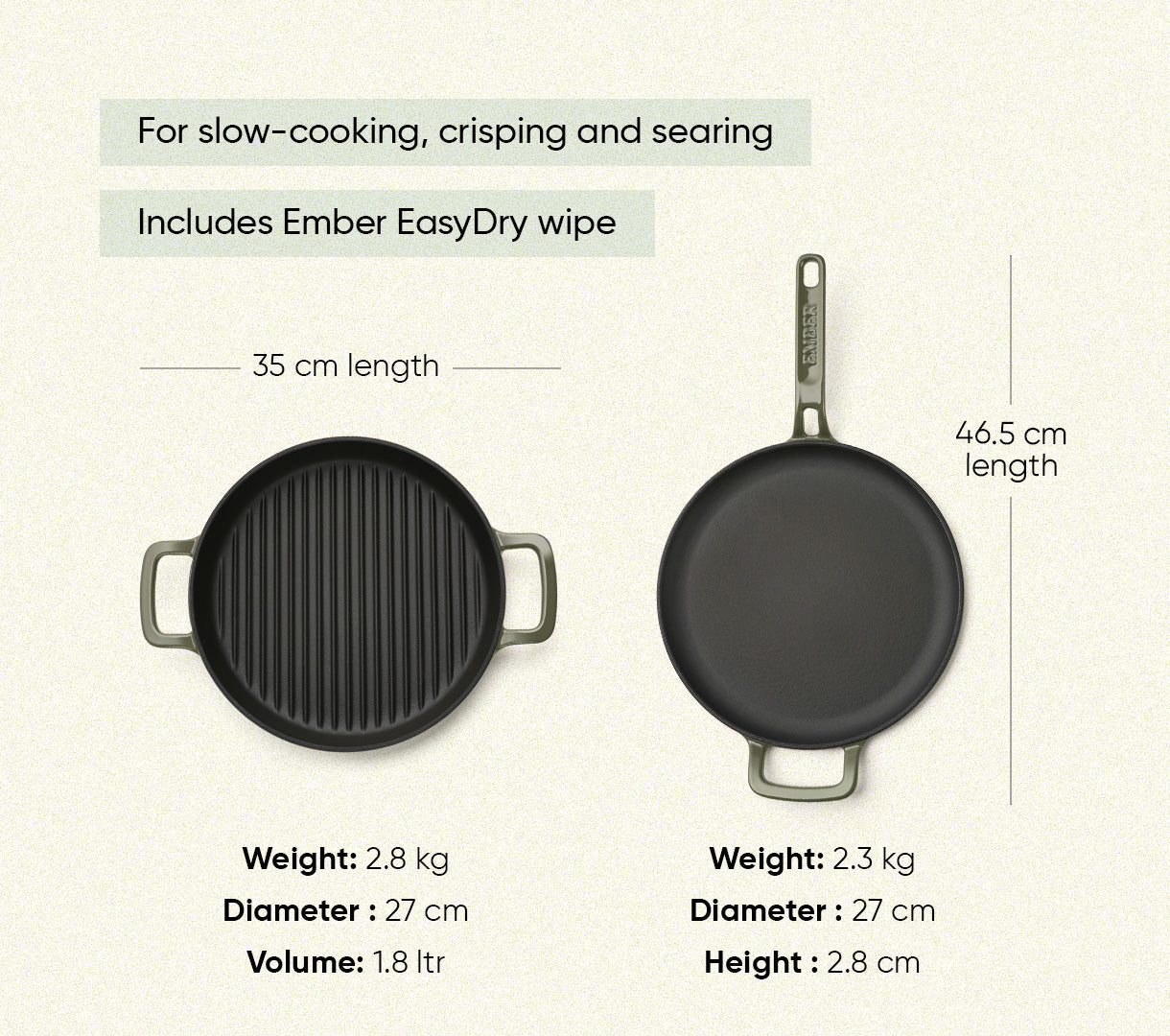 TitaniumClad™ Cast Iron Duo - Sage