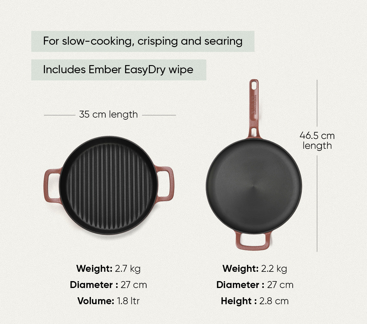 Pre-seasoned Cast Iron Duo - Jaipur Terracotta