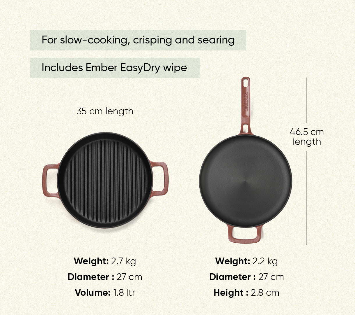 Pre-seasoned Cast Iron Duo - Jaipur Terracotta