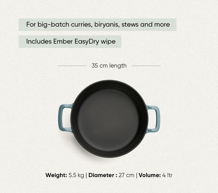 TitaniumClad™  Cast Iron Dutch Oven 27cm - Ocean