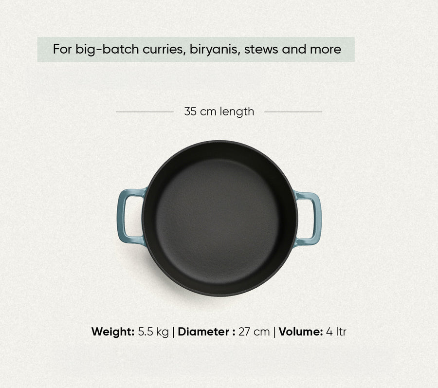 TitaniumClad™  Cast Iron Dutch Oven 27cm - Ocean