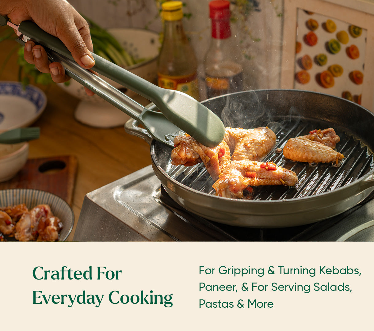 Kitchen Tongs - Coorg Green