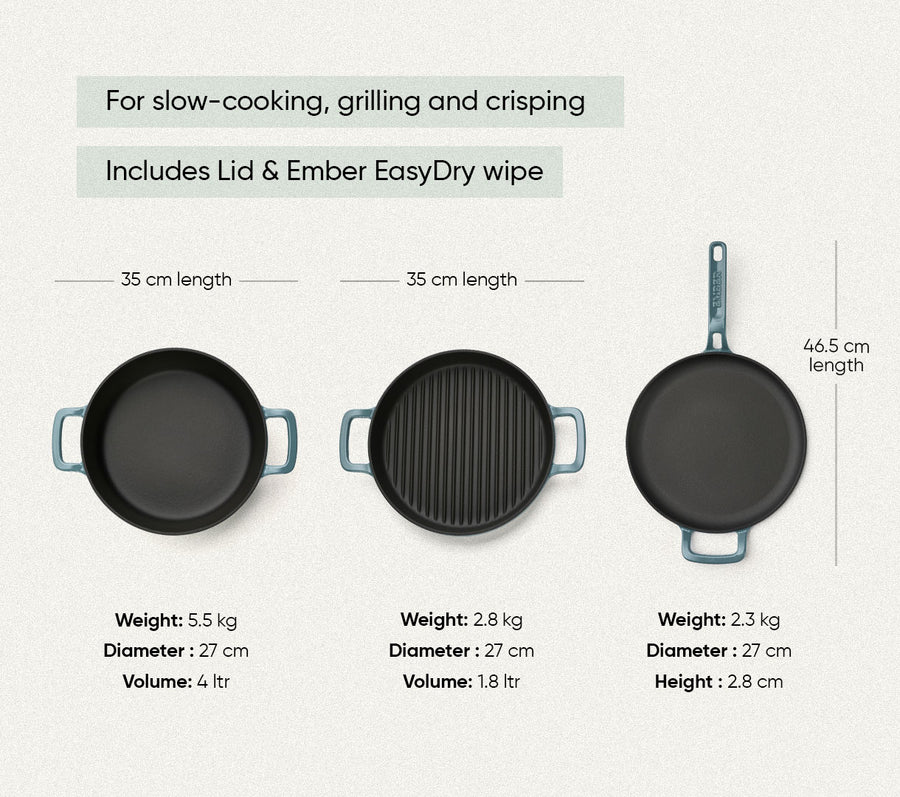TitaniumClad™ Cast Iron Trio - Ocean