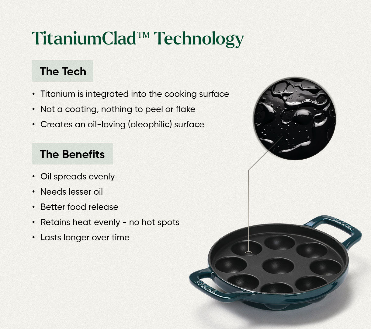 Ember TitaniumClad™ Cast Iron Appe Pan (20 cm) - Teal