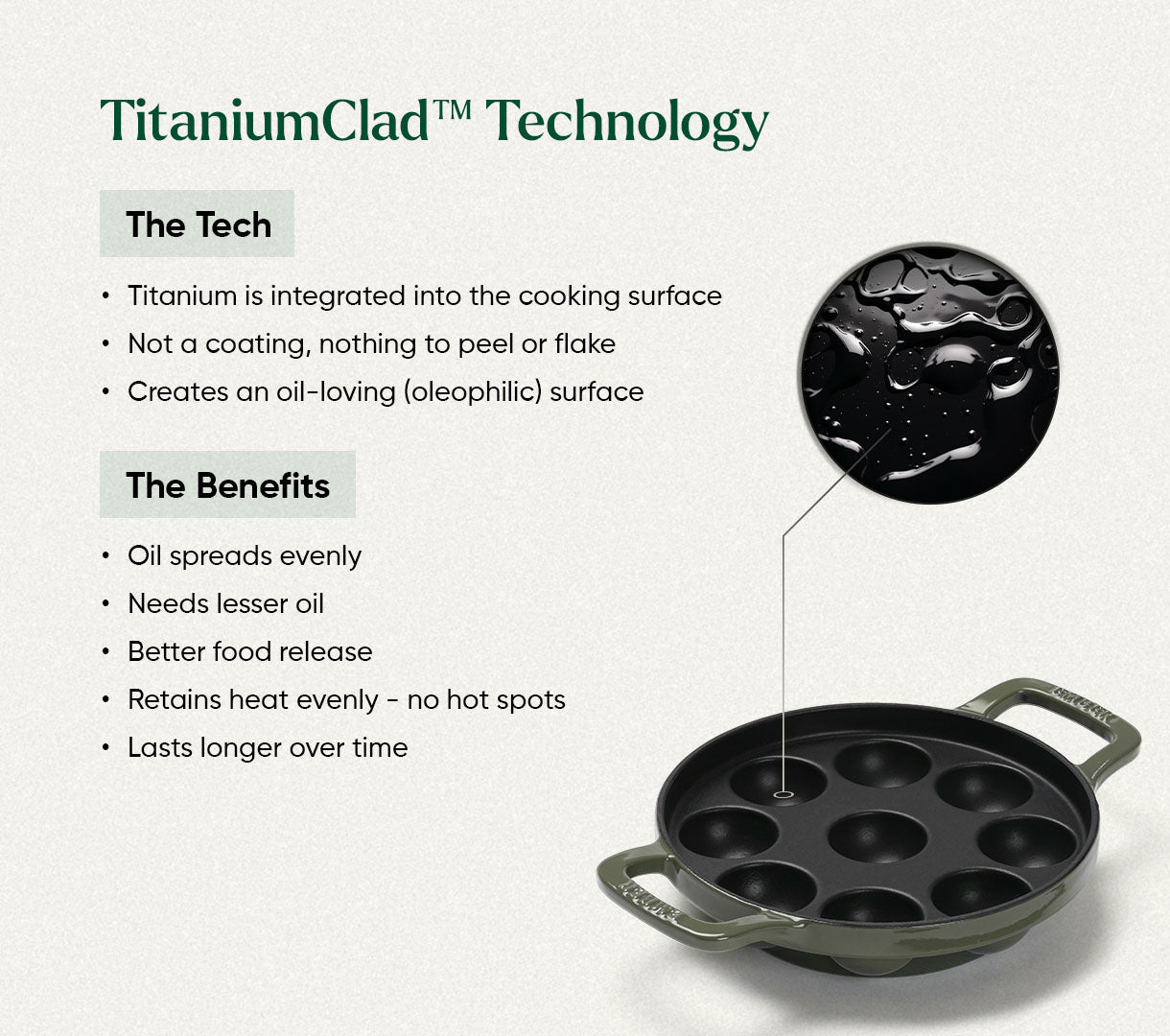Ember TitaniumClad™ Cast Iron Appe Pan (20 cm) - Sage