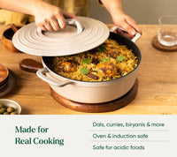 TitaniumClad™  Cast Iron Dutch Oven 27cm - Almond