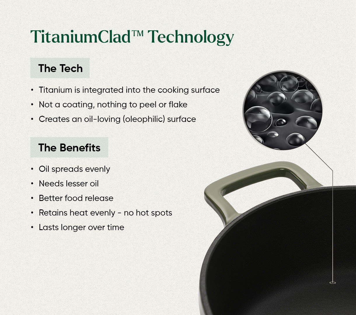 TitaniumClad™  Cast Iron Dutch Oven 27cm - Sage