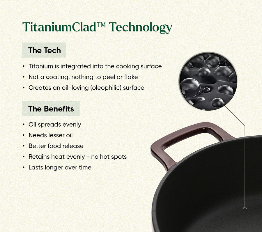 TitaniumClad™  Cast Iron Dutch Oven 27cm - Wine