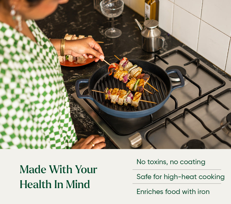 Pre-seasoned Cast Iron Duo - Nilgiri Blue