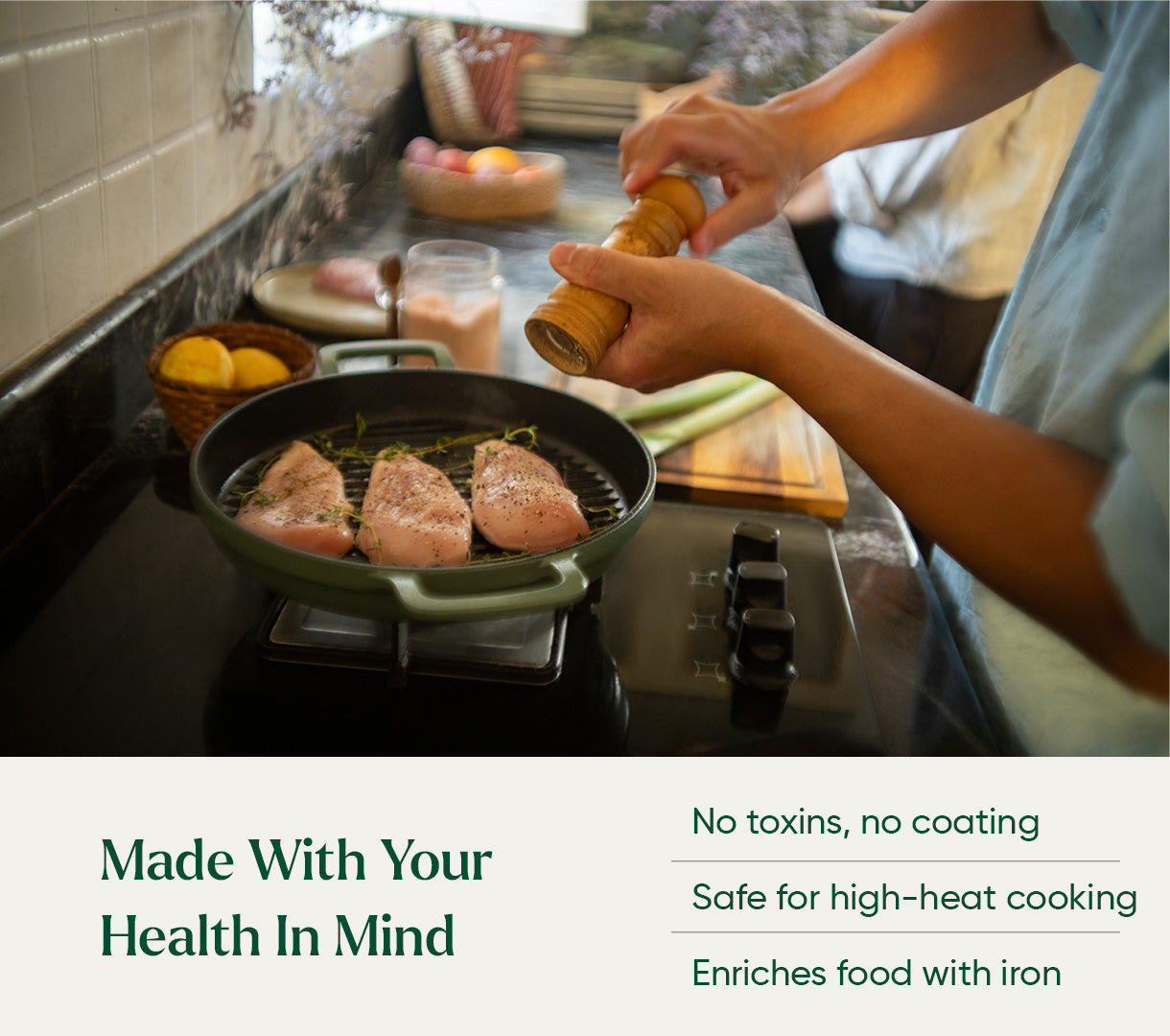Pre-seasoned Cast Iron Duo - Coorg Green
