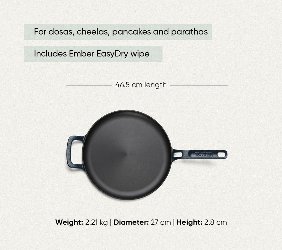 Pre-Seasoned Tawa 27 cm - Nilgiri Blue