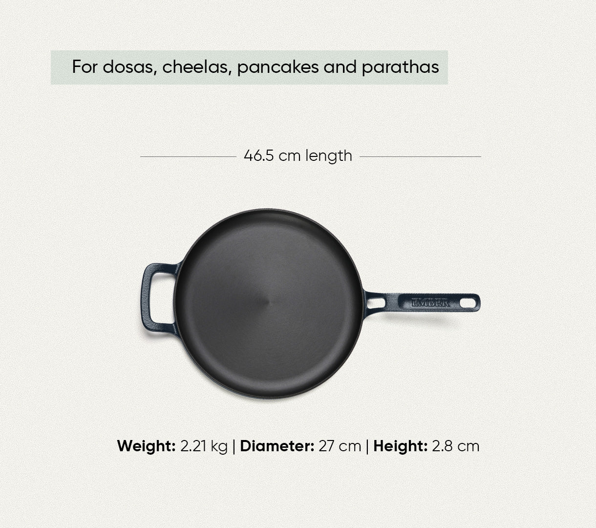 Pre-Seasoned Tawa 27 cm - Nilgiri Blue
