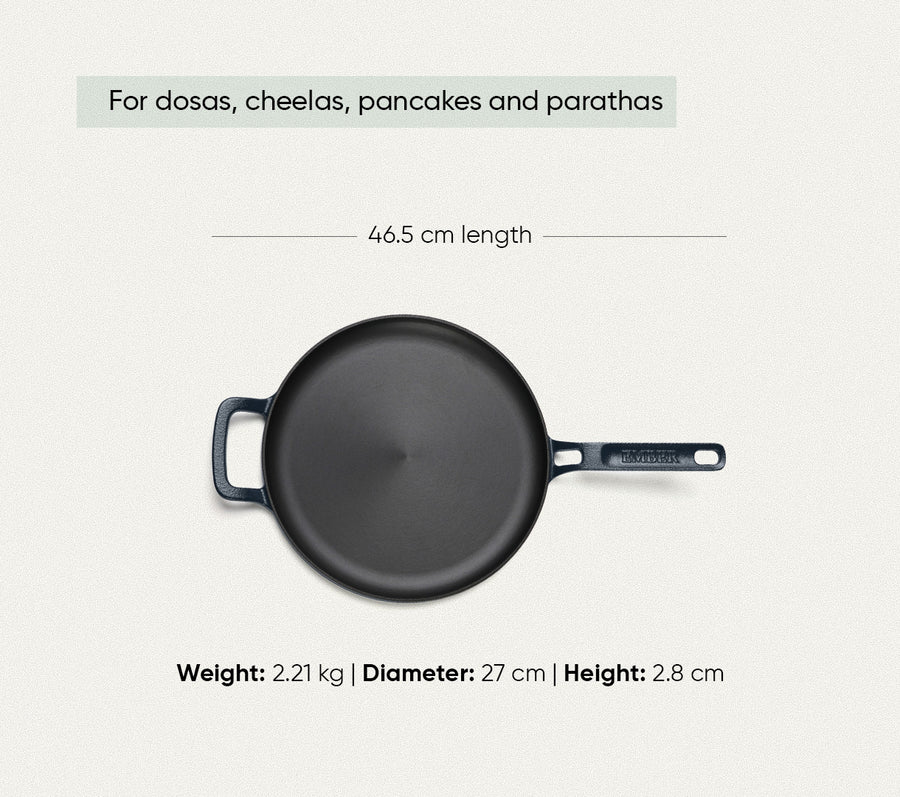 Pre-Seasoned Tawa 27 cm - Nilgiri Blue