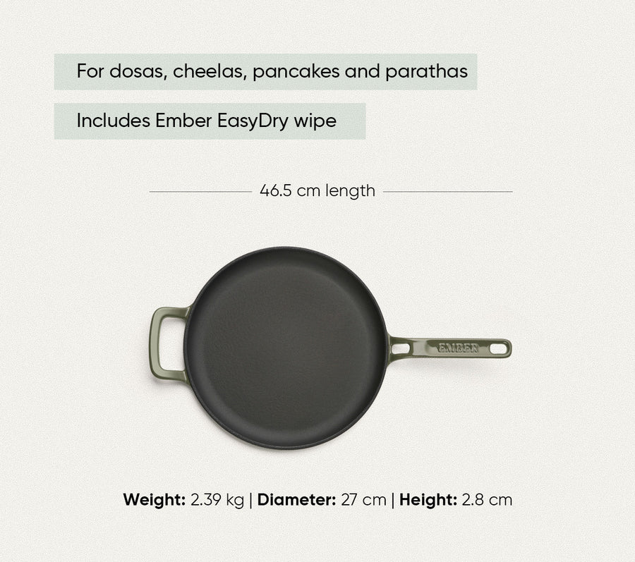TitaniumClad™  Cast Iron Tawa 27cm - Sage