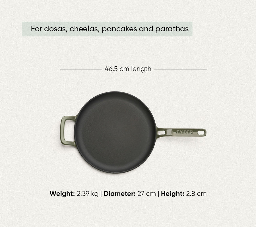 TitaniumClad™  Cast Iron Tawa 27cm - Sage
