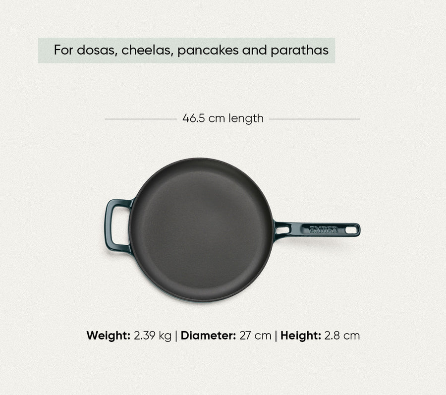 TitaniumClad™  Cast Iron Tawa 27cm - Teal