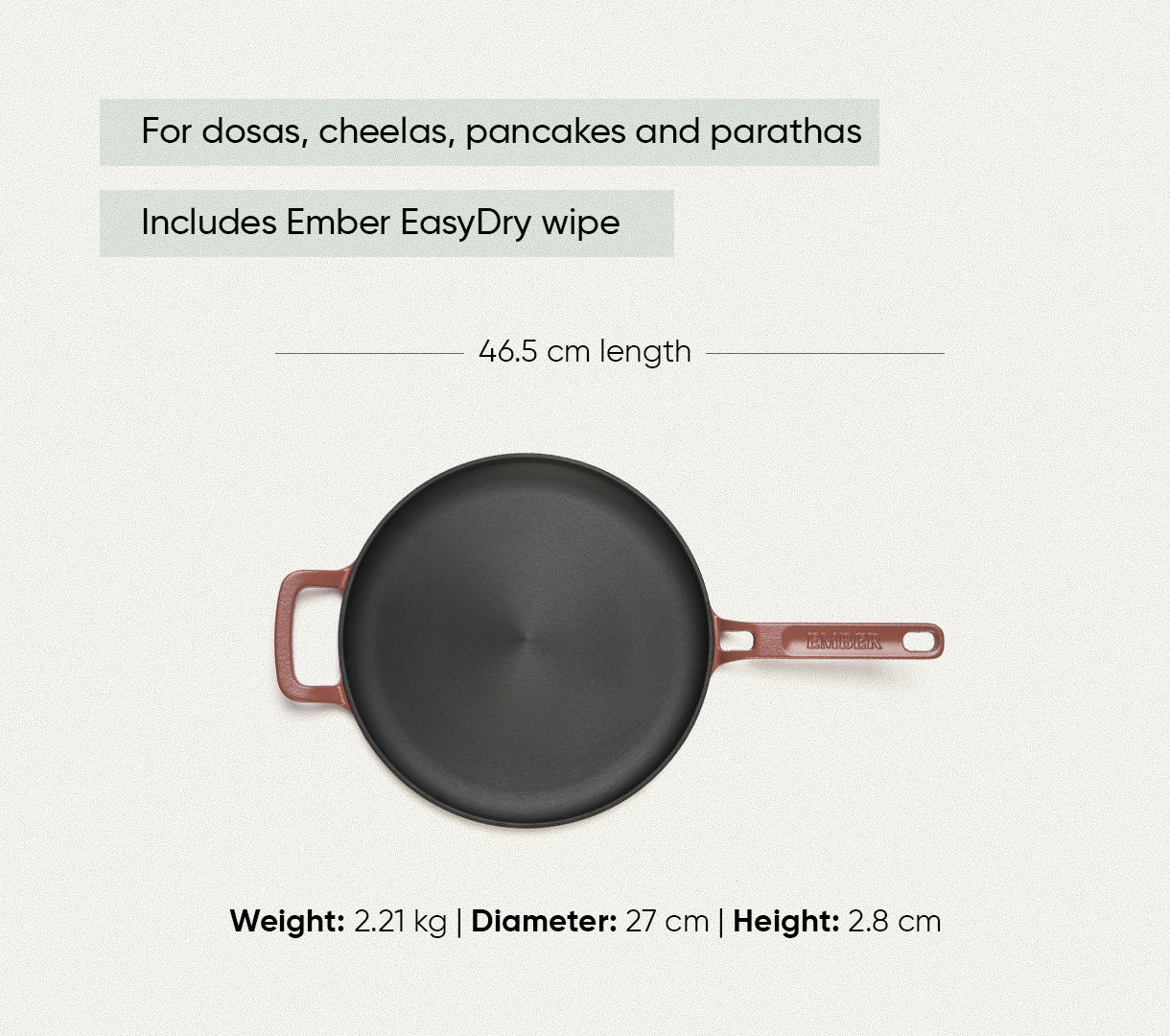 Pre-Seasoned Tawa 27 cm - Jaipur Terracotta