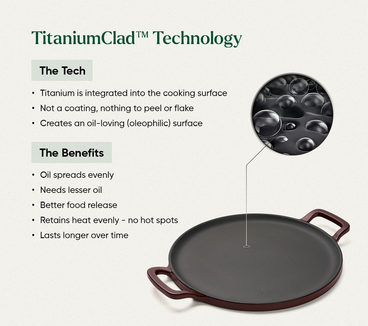 TitaniumClad™  Cast Iron Tawa 30cm - Wine