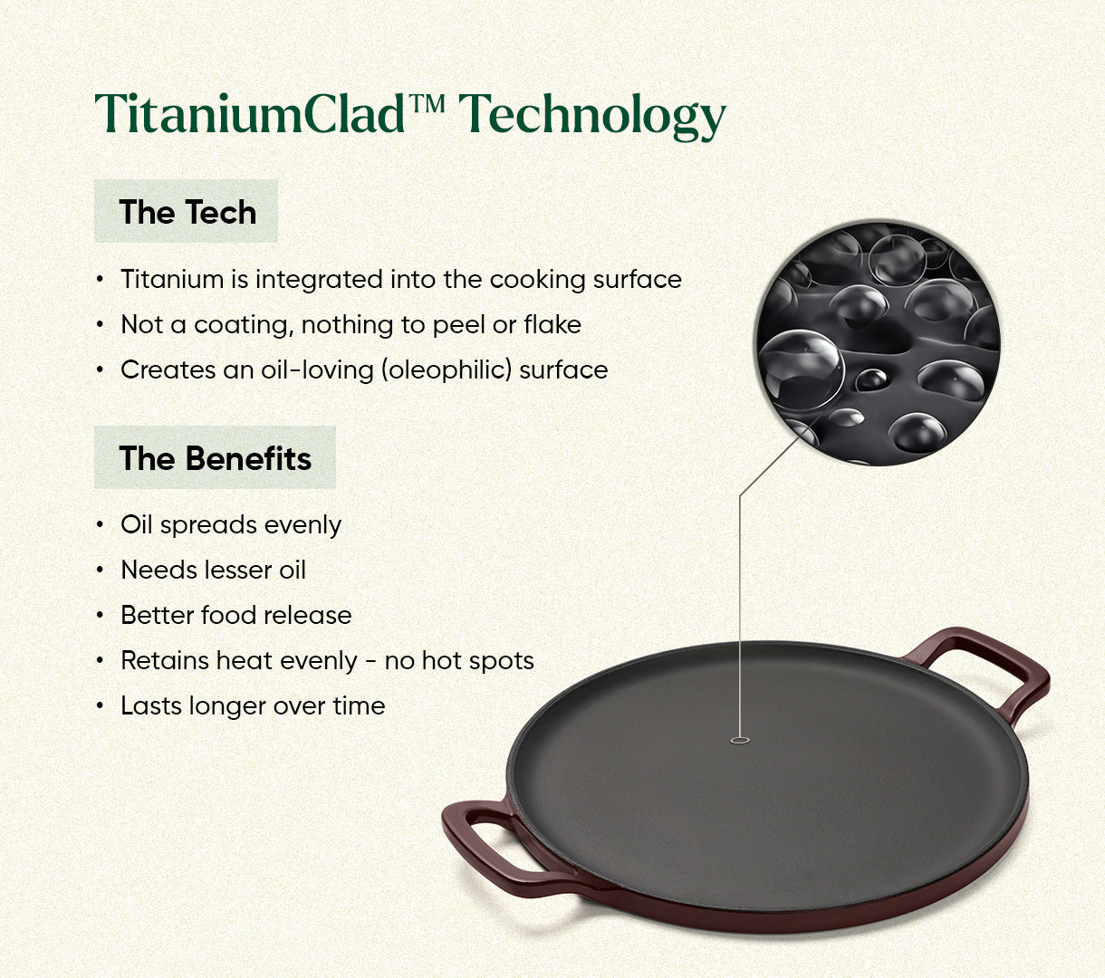 TitaniumClad™  Cast Iron Tawa 30cm - Wine