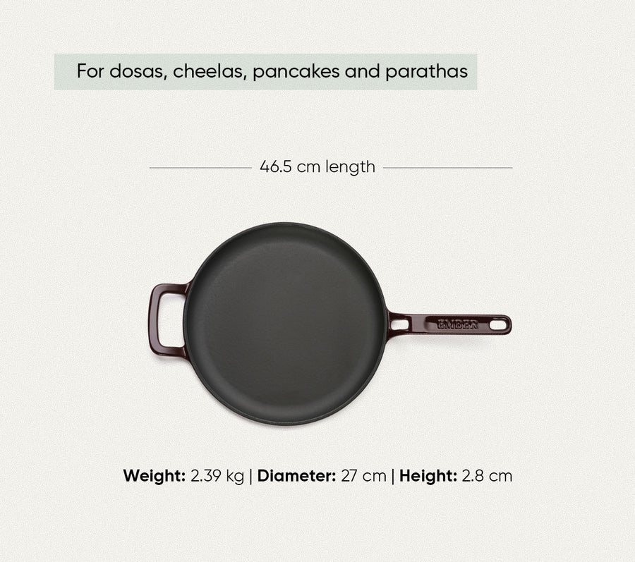 TitaniumClad™  Cast Iron Tawa 27cm - Wine