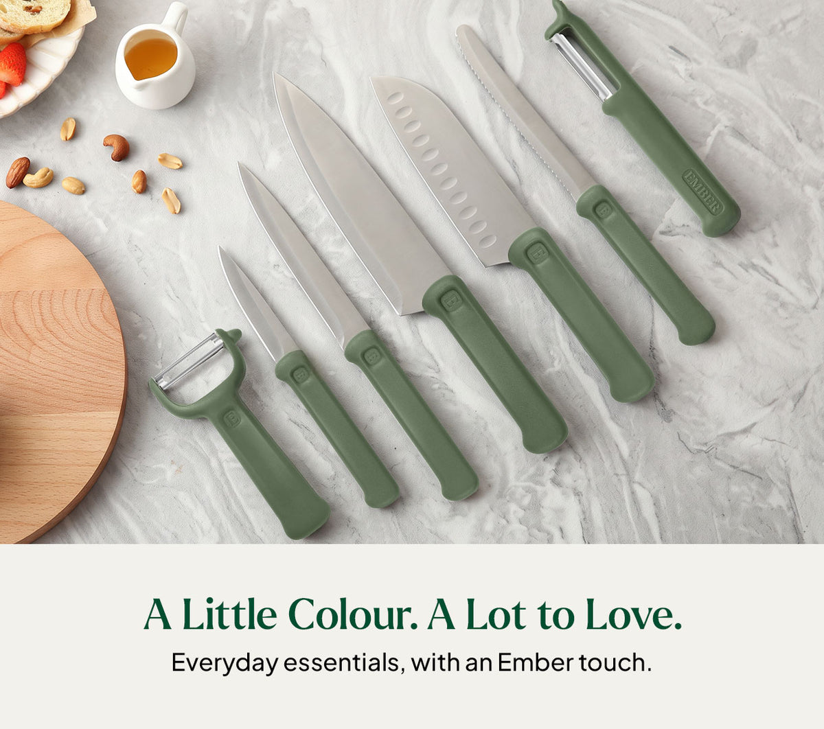Knife & Peeler Set of 7 - Coorg Green