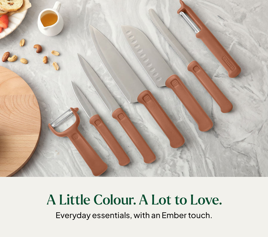 Knife & Peeler Set of 7 - Jaipur Terracotta