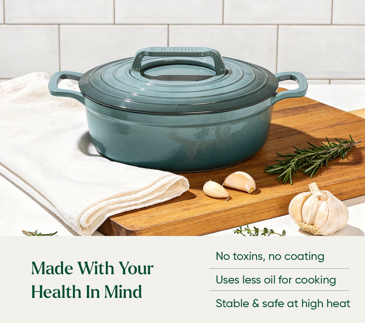 TitaniumClad™  Cast Iron Dutch Oven 27cm - Ocean