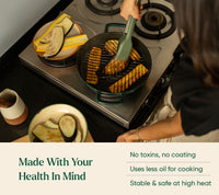 TitaniumClad™  Cast Iron Grill Pan 27cm - Teal