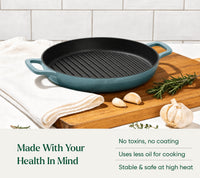 TitaniumClad™  Cast Iron Grill Pan 27cm - Ocean