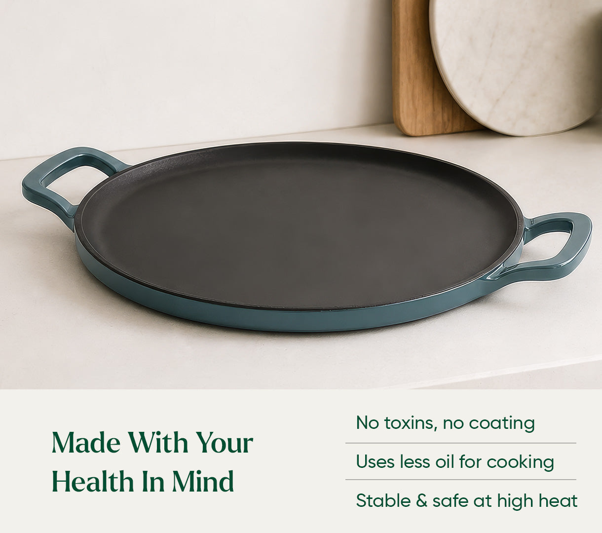 TitaniumClad™  Cast Iron Tawa 30cm - Ocean
