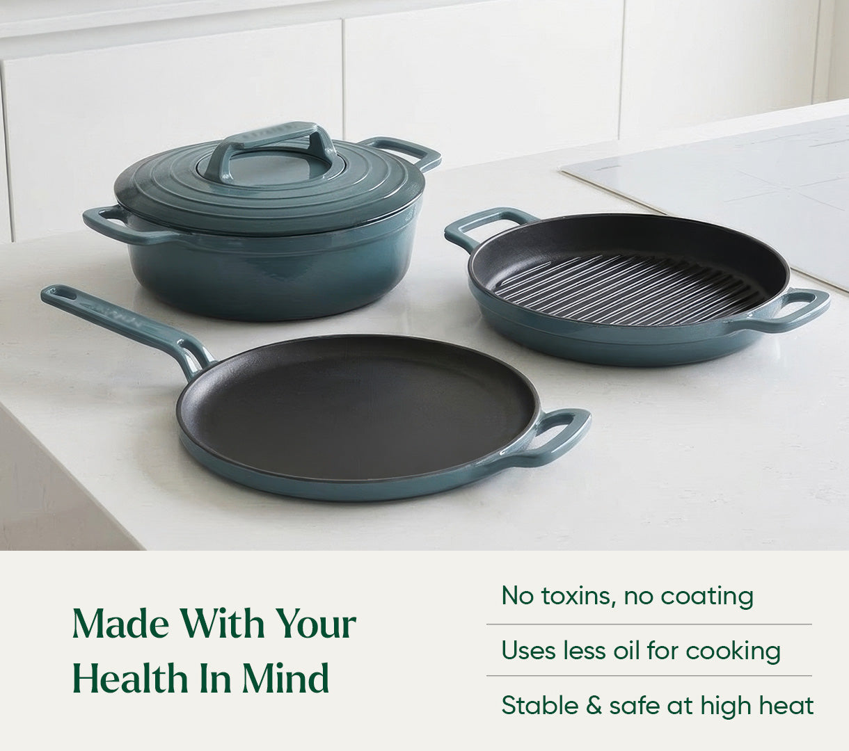 Cast Iron Trio with Storage - Ocean