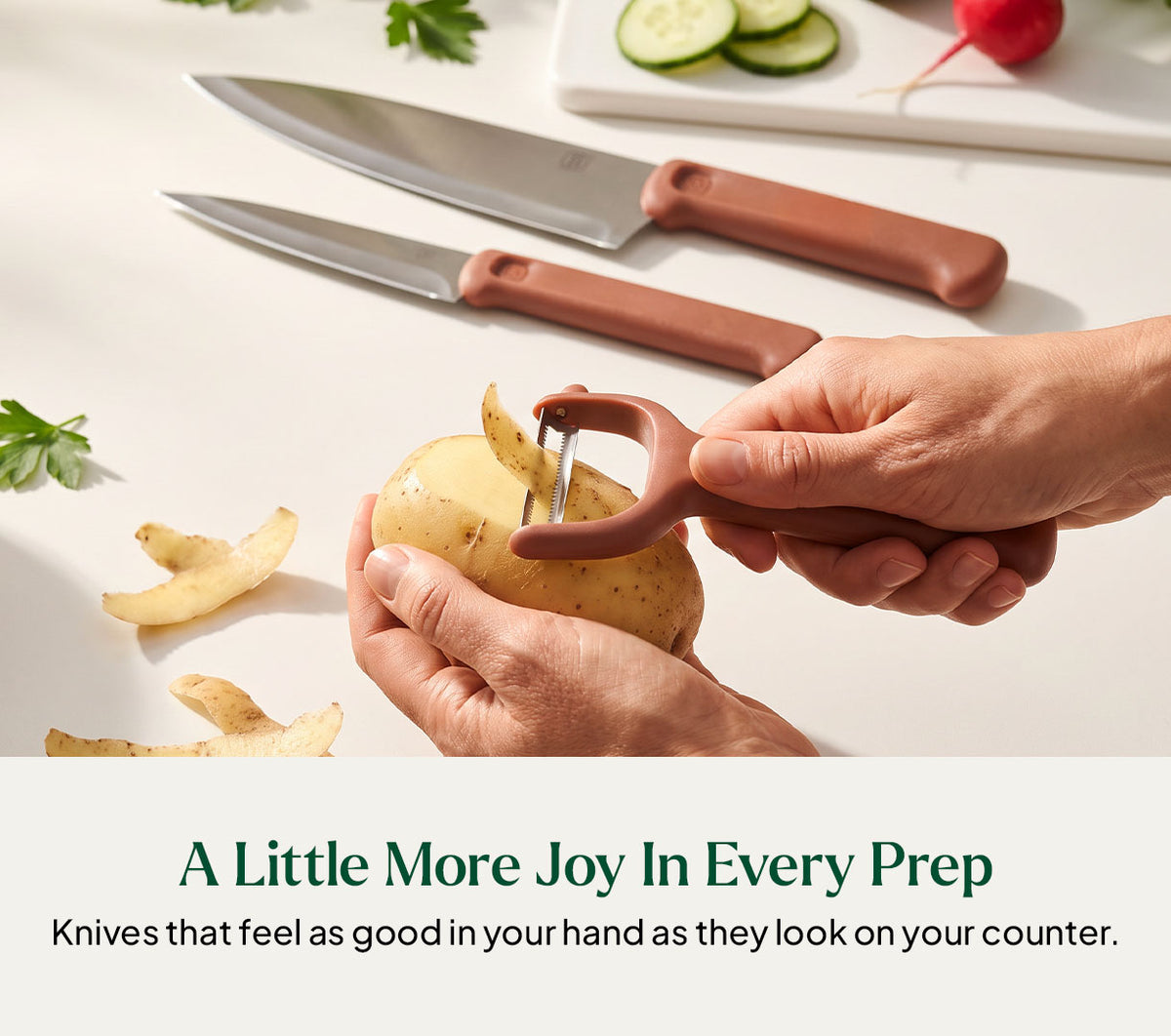 Knife & Peeler Set of 3 - Jaipur Terracotta