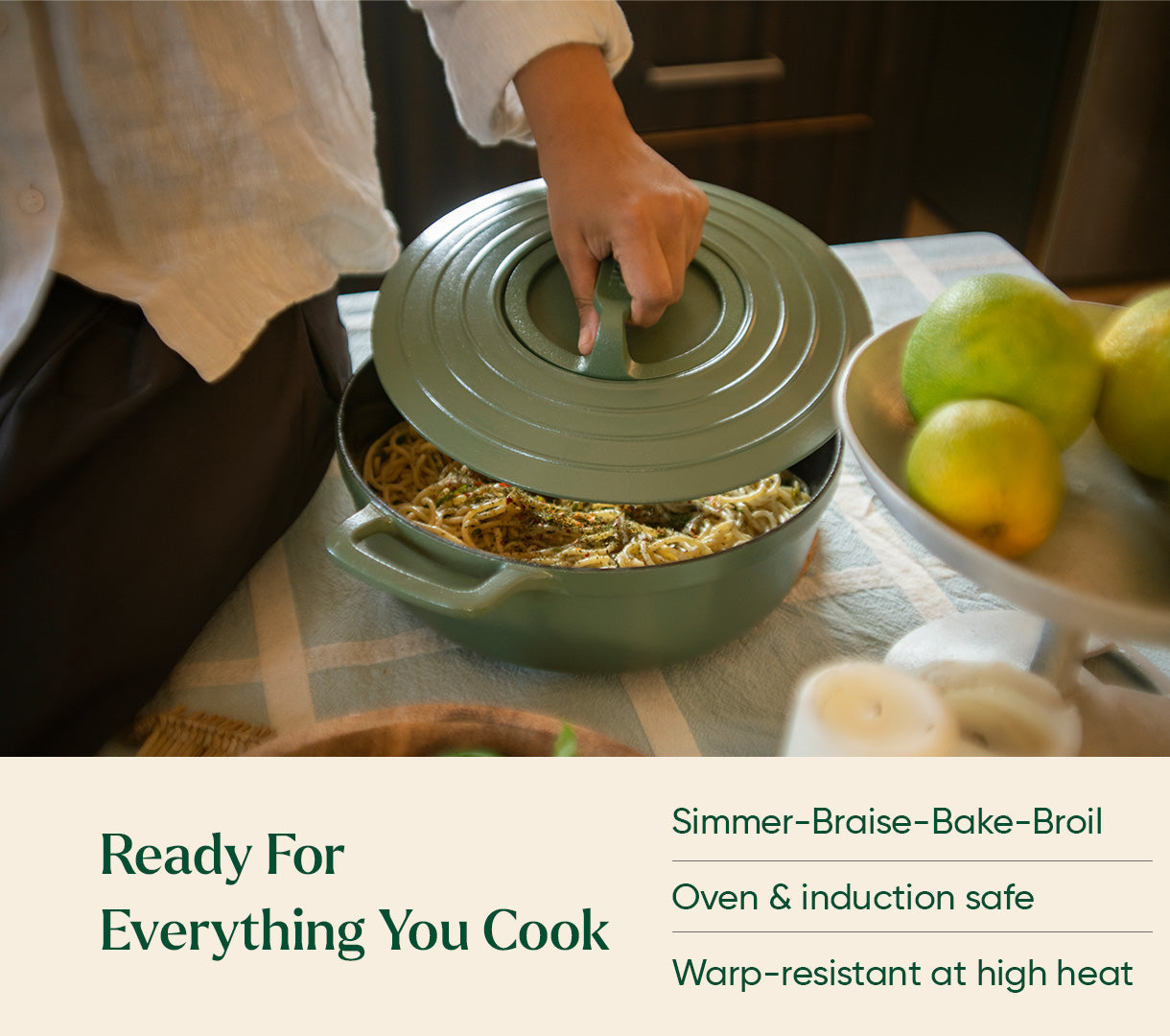 Pre-Seasoned Cast Iron Dutch Oven 27cm - Coorg Green
