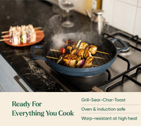 Pre-Seasoned Cast Iron Grill Pan 27cm - Nilgiri Blue