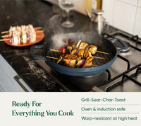 Pre-Seasoned Cast Iron Grill Pan 27cm - Nilgiri Blue