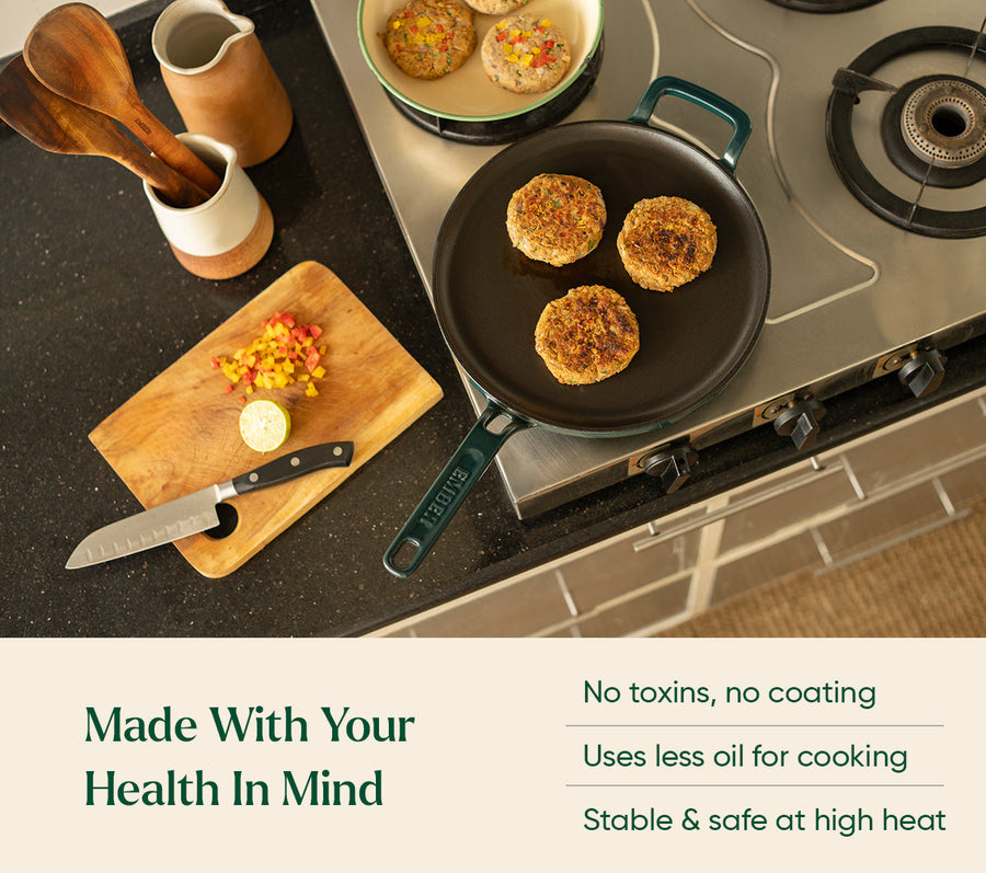 TitaniumClad™  Cast Iron Tawa 27cm - Teal