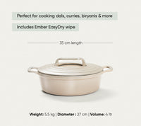 TitaniumClad™  Cast Iron Dutch Oven 27cm - Almond