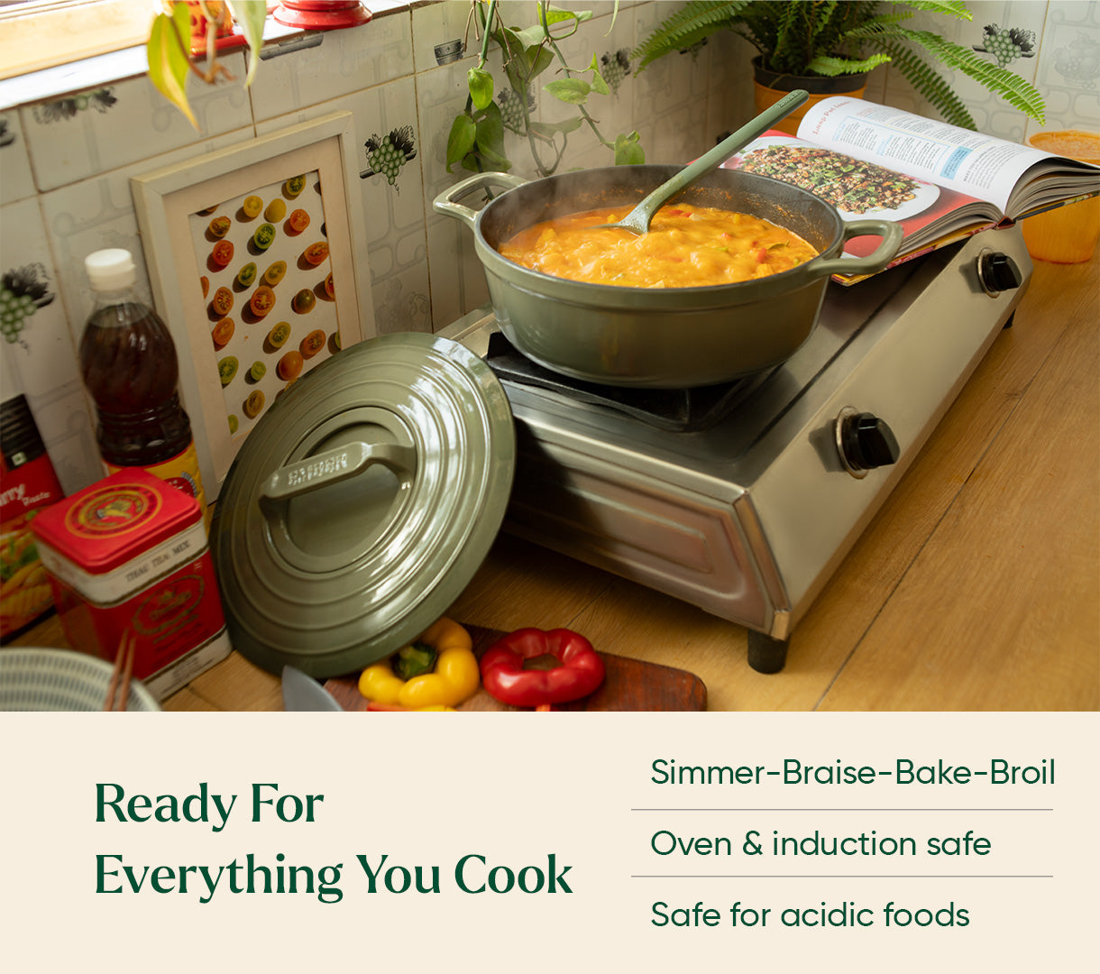 TitaniumClad™  Cast Iron Dutch Oven 27cm - Sage