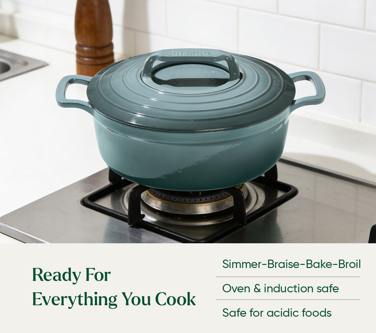 Buy Cast Iron Casserole 27cm for Slow Cooking Online | Ember Cookware