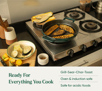 TitaniumClad™  Cast Iron Grill Pan 27cm - Teal